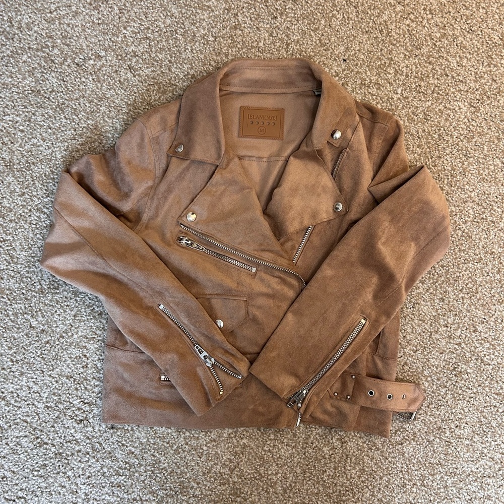 Blank NYC tan soft faux Suede Leather Jacket